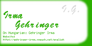 irma gehringer business card